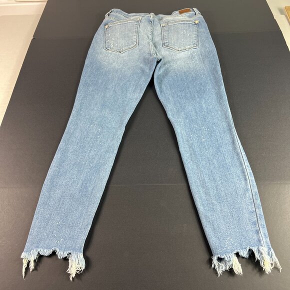 Judy Blue Jeans Women's 30x26* Skinny Mid Rise Light Blue Raw Hem Denim Tag 29 - Picture 9 of 16